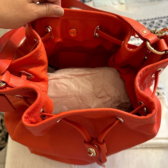 EUC COACH 34988 TURNLOCK TIE MATTE SOFT GRAIN LEATHER BUCKET SHOULDER BAG - Picture 5 of 15